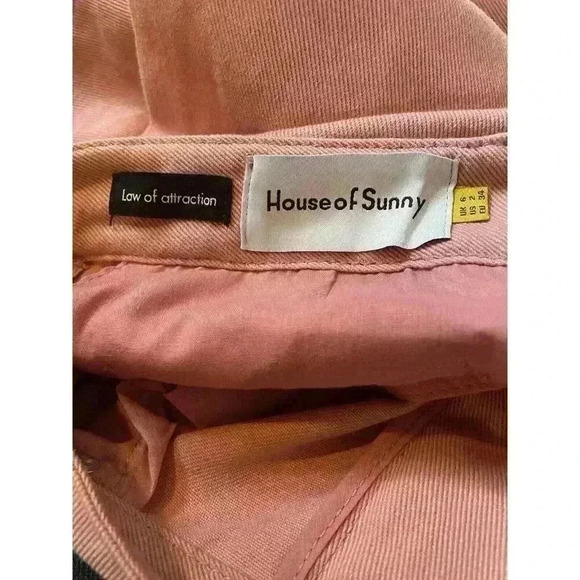 New Women Pale Pink House Of Sunny Denim Tulip Skirt Size 2 - Picture 13 of 16